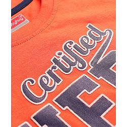 Babyhug 100% Cotton Knit Full Sleeves T-Shirt with Certified  Hero Text Print - Orange