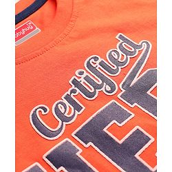Babyhug 100% Cotton Knit Full Sleeves T-Shirt with Certified  Hero Text Print - Orange