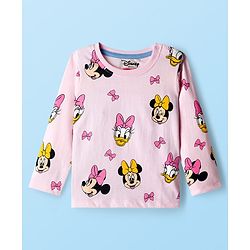 Babyhug Disney Single Jersey Knit Full Sleeves T-Shirt with Minnie and Friends Graphics Pack of 3 - Light Blue Pink & White