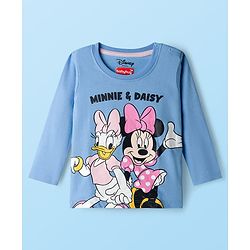 Babyhug Disney Single Jersey Knit Full Sleeves T-Shirt with Minnie and Friends Graphics Pack of 3 - Light Blue Pink & White