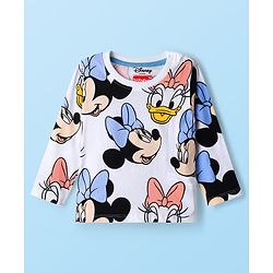 Babyhug Disney Single Jersey Knit Full Sleeves T-Shirt with Minnie and Friends Graphics Pack of 3 - Light Blue Pink & White