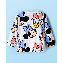 Babyhug Disney Single Jersey Knit Full Sleeves T-Shirt with Minnie and Friends Graphics Pack of 3 - Light Blue Pink & White