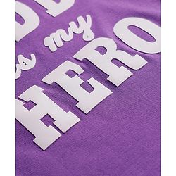 Babyhug 100% Cotton Knit Full Sleeves T-Shirt with Daddy Is My Hero Text Print - Purple