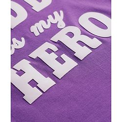 Babyhug 100% Cotton Knit Full Sleeves T-Shirt with Daddy Is My Hero Text Print - Purple