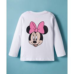 Babyhug Disney Single Jersey Knit Full Sleeves T-Shirt With Minnie Mouse Graphics & Patch Detailing & Back Print - White