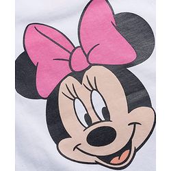 Babyhug Disney Single Jersey Knit Full Sleeves T-Shirt With Minnie Mouse Graphics & Patch Detailing & Back Print - White