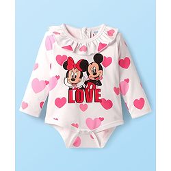 Babyhug Disney Interlock Knit Full Sleeves Onesies with Minnie & Friends Graphics Pack of 3 - Pink & White