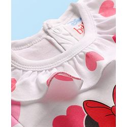 Babyhug Disney Interlock Knit Full Sleeves Onesies with Minnie & Friends Graphics Pack of 3 - Pink & White