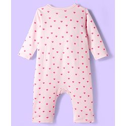 Babyhug Disney Interlock Knit Full Sleeve Rompers with Heart Minnie & Mickey Mouse Graphics Pack of 3 - Pink & White
