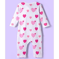 Babyhug Disney Interlock Knit Full Sleeve Rompers with Heart Minnie & Mickey Mouse Graphics Pack of 3 - Pink & White