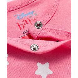 Babyhug Disney Interlock Knit Full Sleeve Rompers with Heart Minnie & Mickey Mouse Graphics Pack of 3 - Pink & White