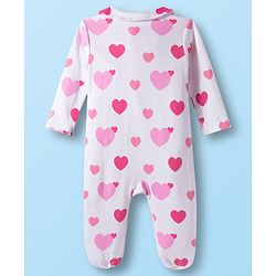 Babyhug Disney Interlock Knit Full Sleeves Sleep Suits With Minnie & Friends Graphics Pack Of 2 - Pink & White