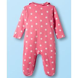 Babyhug Disney Interlock Knit Full Sleeves Sleep Suits With Minnie & Friends Graphics Pack Of 2 - Pink & White