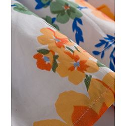 Babyhug Cotton Woven Floral Print Frock with Full Sleeves Shrug - White & Blue