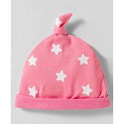 Babyhug Disney Interlock Knit Knot Cap with Minnie Mouse Graphics Pack of 3 Pink & White - Diameter 10 cm