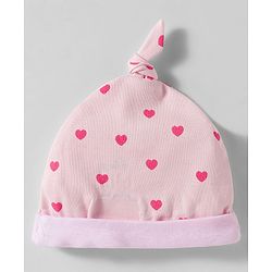 Babyhug Disney Interlock Knit Knot Cap with Minnie Mouse Graphics Pack of 3 Pink & White - Diameter 10 cm