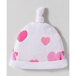 Babyhug Disney Interlock Knit Knot Cap with Minnie Mouse Graphics Pack of 3 Pink & White - Diameter 10 cm