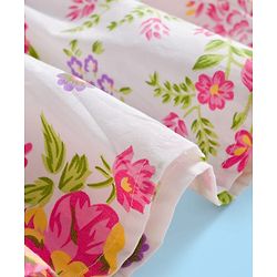 Babyhug Cotton Woven Half Sleeves Frock With Shrug & Floral Print - Pink & White