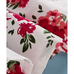 Babyhug Cotton Woven Half Sleeves Frock & Shrug With Floral Print & Frill Detailing - Red & White