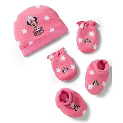 Babyhug Disney Cap Mitten & Booties With Minnie Mouse Pink - Diameter 10 cm