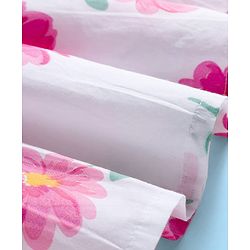 Babyhug Cotton Woven Floral Printed Frock with Full Sleeves Shrug - Dark Pink & White