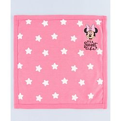 Babyhug Disney Interlock Knit Hand & Face Towel with Minnie Mouse Graphics Pack of 3 L 33 x B 33 - Pink White & Dark Pink