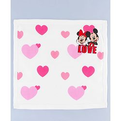 Babyhug Disney Interlock Knit Hand & Face Towel with Minnie Mouse Graphics Pack of 3 L 33 x B 33 - Pink White & Dark Pink