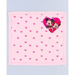 Babyhug Disney Interlock Knit Hand & Face Towel with Minnie Mouse Graphics Pack of 3 L 33 x B 33 - Pink White & Dark Pink