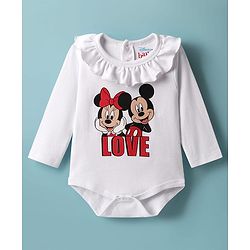 Babyhug Disney Interlock  Knit Full Sleeves Onesie and Skirt with Minnie & Friends Graphic - Pink & White