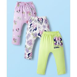 Babyhug Disney Interlock Knit Full Length Diaper Leggings With Minnie Mouse Graphics Pack of 3 - Multicolor