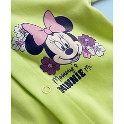 Babyhug Disney Interlock Knit Full Sleeves Footed Sleepsuit With Minnie Mouse Graphics Pack Of 2 - Green & White