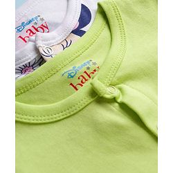 Babyhug Disney Interlock Knit Full Sleeves Footed Sleepsuit With Minnie Mouse Graphics Pack Of 2 - Green & White