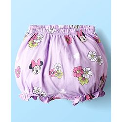 Babyhug Disney Interlock Knit Mid Thigh Bloomers With Minnie Mouse Graphics Pack of 3 - Purple & Green