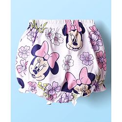 Babyhug Disney Interlock Knit Mid Thigh Bloomers With Minnie Mouse Graphics Pack of 3 - Purple & Green