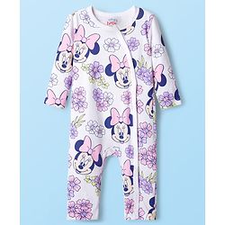 Babyhug Disney Interlock Knit Full Sleeves Rompers With Minnie Mouse Graphics Pack of 3 - Light Green & Lavender