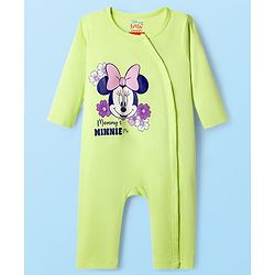Babyhug Disney Interlock Knit Full Sleeves Rompers With Minnie Mouse Graphics Pack of 3 - Light Green & Lavender