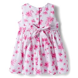 Babyhug Cotton Woven Full Sleeves Shrug & Frock with Floral Print - Pink & White