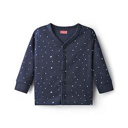 Babyhug Knit Full Sleeves Solid Color Front Open Thermal Vest & Pant Set - Navy Blue