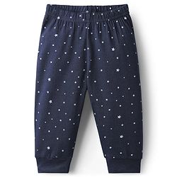 Babyhug Knit Full Sleeves Solid Color Front Open Thermal Vest & Pant Set - Navy Blue