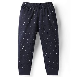 Babyhug Cotton Knit Full Sleeves Star Printed Thermal Wear Set With Vest - Navy Blue