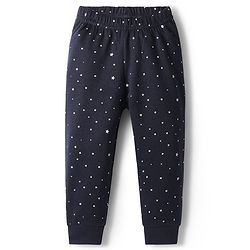 Babyhug Cotton Knit Full Sleeves Star Printed Thermal Wear Set With Vest - Navy Blue