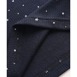 Babyhug Cotton Knit Full Sleeves Star Printed Thermal Wear Set With Vest - Navy Blue