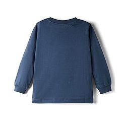Babyhug Single Jersey Knit Full Sleeves T-Shirt & Joggers Set with Think Happy Be Happy Text Print - Navy Blue