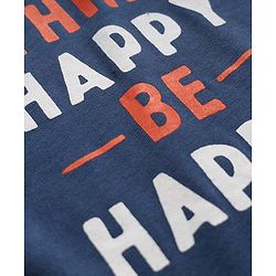 Babyhug Single Jersey Knit Full Sleeves T-Shirt & Joggers Set with Think Happy Be Happy Text Print - Navy Blue