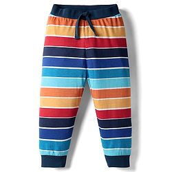 Babyhug Single Jersey Knit Full Sleeves T-Shirt & Joggers Set with Think Happy Be Happy Text Print - Navy Blue