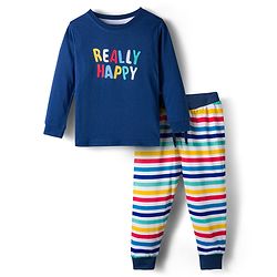 Babyhug Single Jersey Knit Full Sleeves T-Shirt & Joggers Set with Really Happy Text Print - Navy Blue