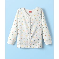 Babyhug Cotton Knit Full Sleeves Thermal Vests & Pant Set with Geometric Print - Offwhite