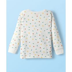 Babyhug Cotton Knit Full Sleeves Thermal Vests & Pant Set with Geometric Print - Offwhite