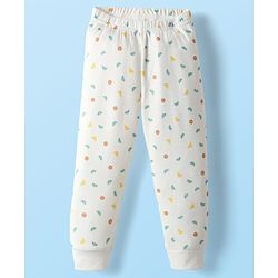 Babyhug Cotton Knit Full Sleeves Thermal Vests & Pant Set with Geometric Print - Offwhite