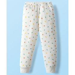 Babyhug Cotton Knit Full Sleeves Thermal Vests & Pant Set with Geometric Print - Offwhite